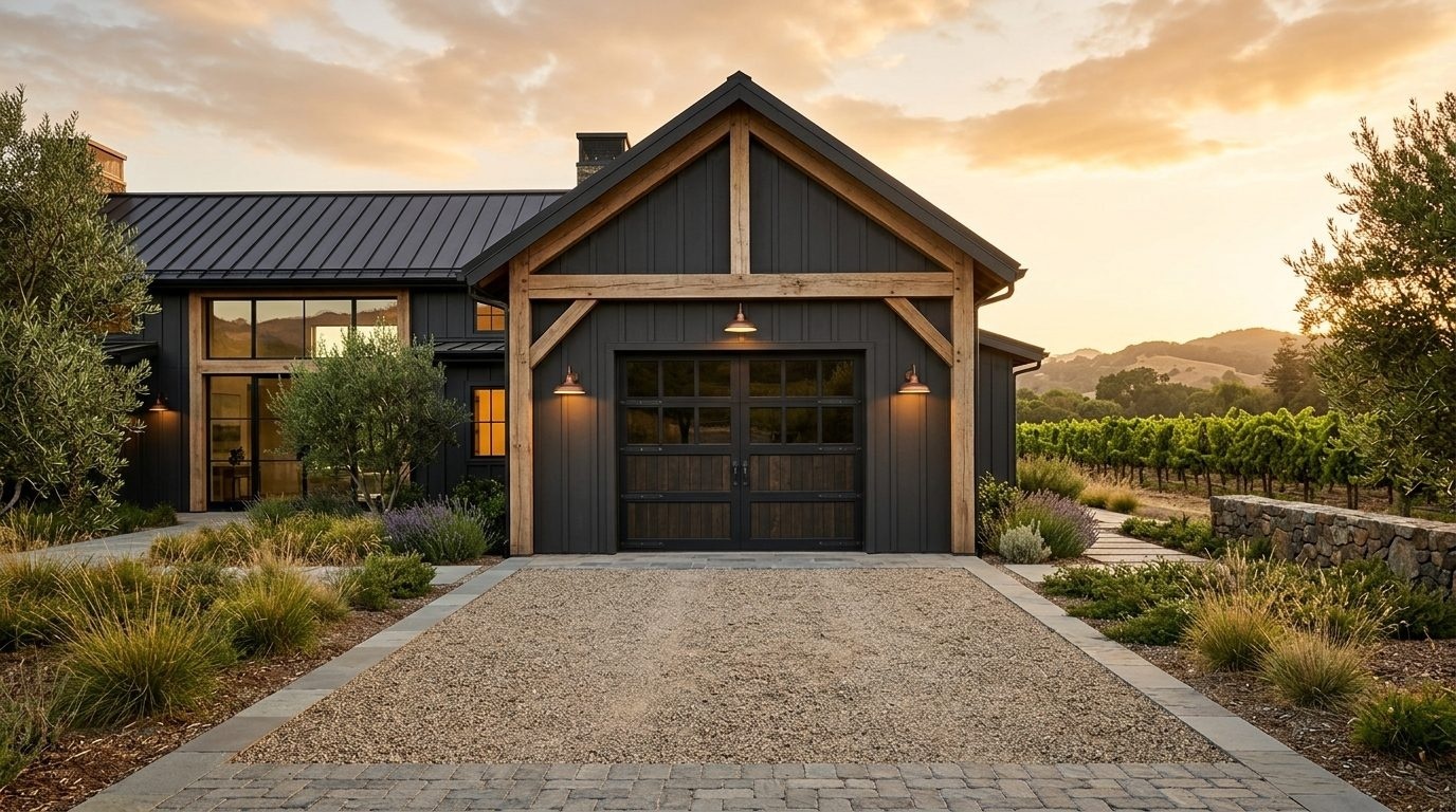Ross Garage Door Care Exterior Closed Garage Door at Twilight